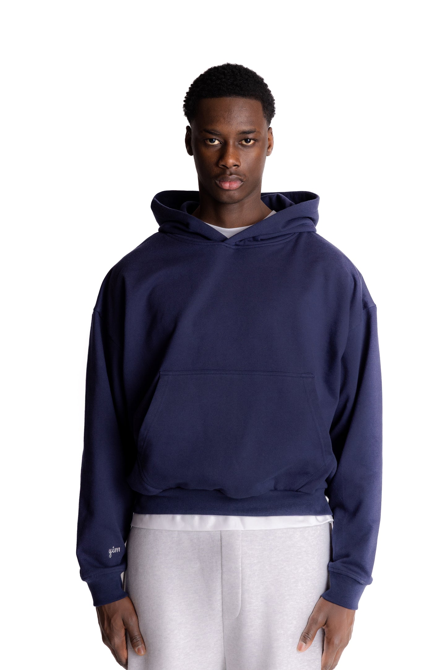 NAVY TAPERED HOODIE